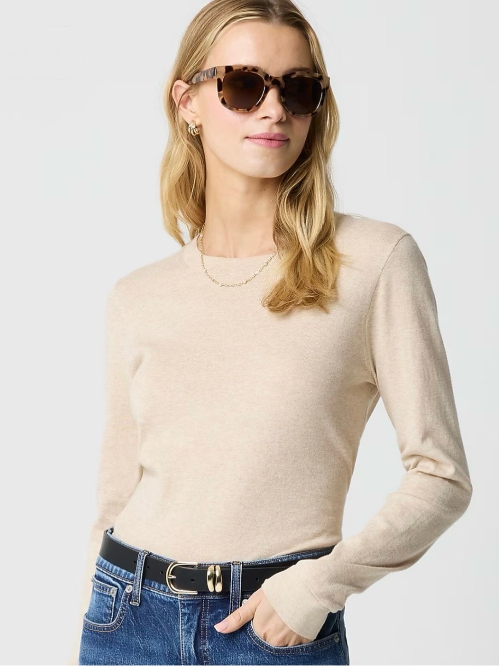 J. Crew Factory Cotton Teddie Sweater in Heather Oatmeal